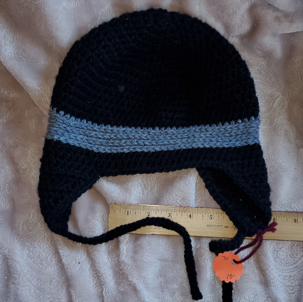 Crocheted adult earflap beanie